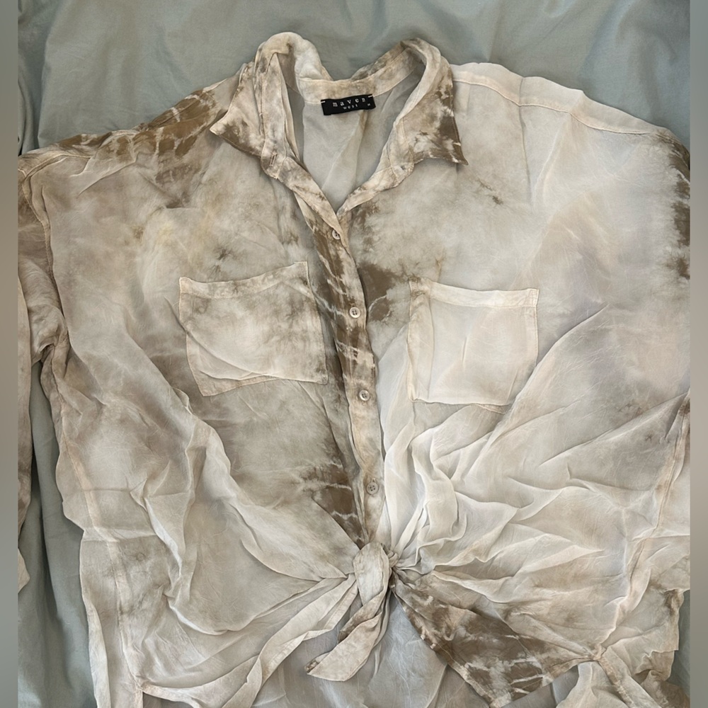 Maven West cupro, tie front button shirt - epitome of casual cool!